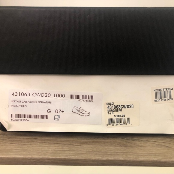 Gucci GG Logo Stamp Penny Loafers Moccasins Black Leather Men's SHOES 7.5 G 8 US - Picture 12 of 12